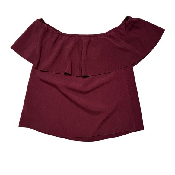 7 For All Mankind Women's Off-Shoulder Burgundy Top Sz XS NWT - Picture 5 of 7